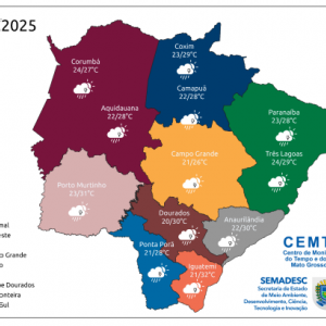Previsão do tempo: sexta-feira e domingo com calor, chuvas e frente fria em Mato Grosso do Sul