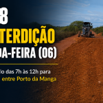 Obras de drenagem provocam interdição da MS-228 entre Porto da Manga e Curva do Leque