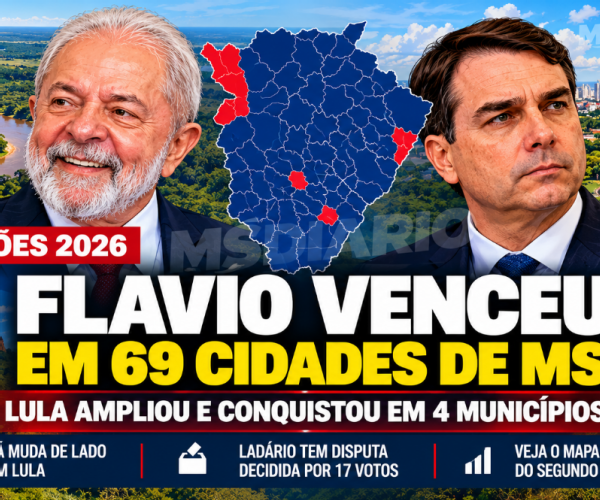 Lula ampliou votação e virou resultado em quatro cidades de MS, mas Flávio Bolsonaro manteve liderança no Estado