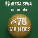 Mega-Sena acumula mais uma vez e prêmio vai a R$ 76 milhões