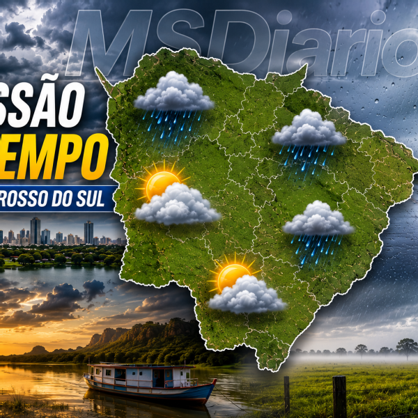 Frente de ar frio mantém céu nublado e derruba temperaturas em Mato Grosso do Sul