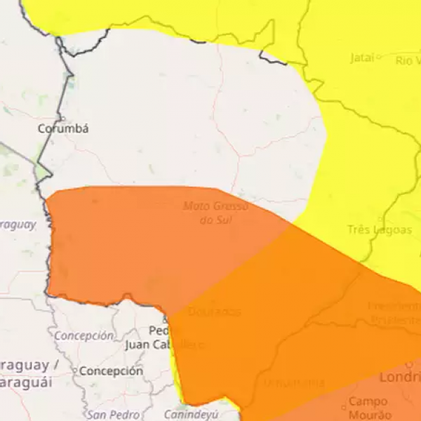 Inmet alerta para chuvas intensas e ventos fortes em Mato Grosso do Sul até sexta-feira