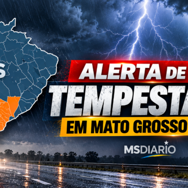 Mato Grosso do Sul entra na rota de tempestades com risco de granizo e ventos de até 100 km/h